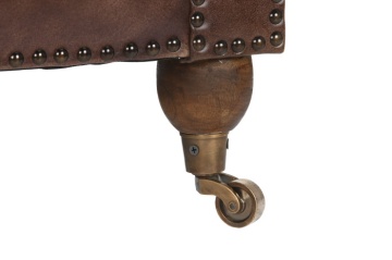Canapea vintage 3 locuri din piele naturală maro închis, „Chesterfield" - Img 6