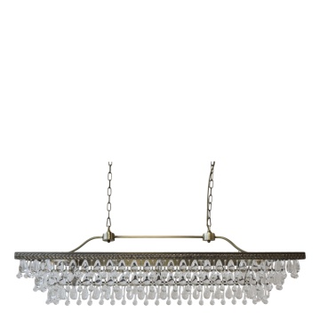 Candelabru din alamă antichizată, cu prisme din sticlă în formă de picătură, 120×40×40 cm, "Versailles"