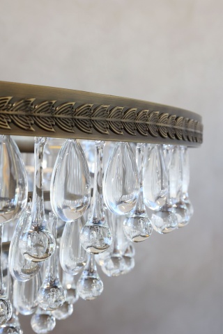 Candelabru din sticlă și alamă antichizată, lucrat manual, cu prisme de cristal, 57x70 cm, „Versailles" - Img 5