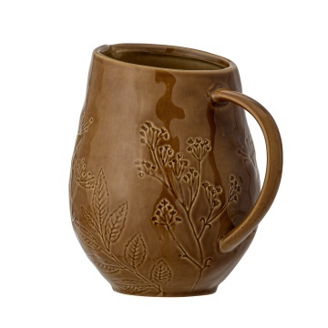 Carafă din ceramică maro antichizat cu model botanic în relief, 1400 ml, 14×18,5 cm, „Bence" - Img 2