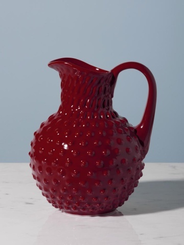 Carafă din ceramică roșu granat, 2 L, cu model hobnail în relief, 23,5 x 19,5 x 15,5 cm, „Pointe de Diamant” - Img 3