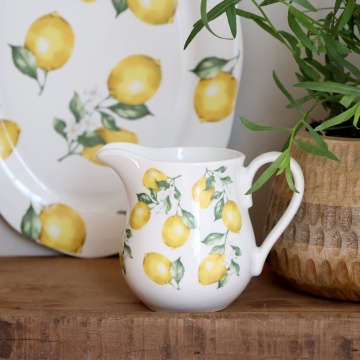 Carafă din porțelan alb cu motiv lămâi, 10x8 cm, „Maison Citron" - Img 2
