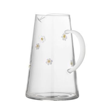 Carafă din sticlă cu motive florale, D12×H19 cm, transparentă, „Buzz" - Img 4
