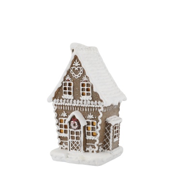 Căsuță de turtă dulce din rășină, pictată manual, cu LED, „Noël Biscuit House” - Img 5