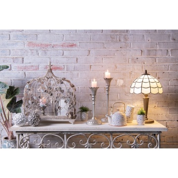 Colivie decorativa, alb, din metal, motive florale, aspect vintage - Img 5