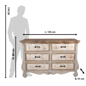 Comoda bej, din lemn masiv, aspect vintage, Eloise - Img 3