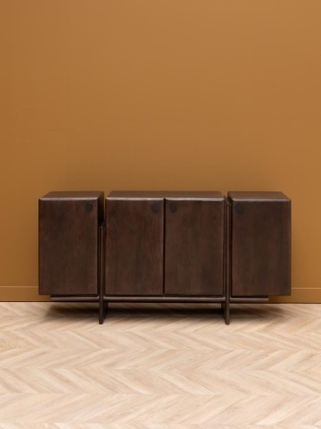 Comodă din lemn de mango și metal, cu 4 uși, maro antichizat, finisaj mat, 160×40×80, „Mogadi" - Img 2