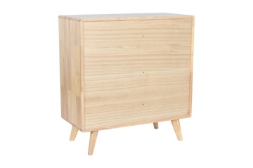 Comodă TV înaltă din lemn de hevea, natur, cu 1 ușă, 4 sertare, 1 raft și inserții din ratan împletit, 78 x 73,5 x 35 cm, „Rustic Charm” - Img 8