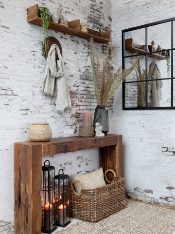 Consolă din lemn reciclat, cu aspect rustic, Grimaud - Img 3