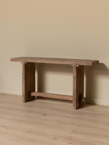 Consolă din lemn reciclat, natur, finisaj vintage, 153×36×78 cm, „Rustor" - Img 6