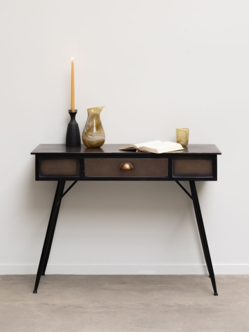 Consola din metal, cu sertar, aspect vintage, Barrow - Img 2