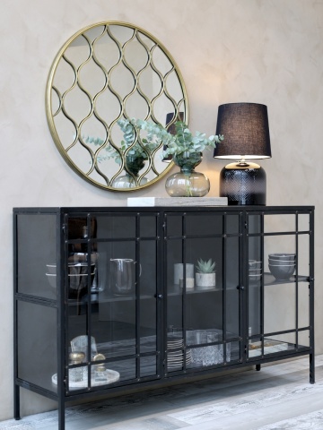 Consola neagra din metal si sticla, aspect vintage, „Noir Atelier” - Img 2