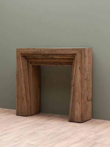 Consola pentru semineu, din lemn reciclat, aspect rustic, Asturias - Img 3