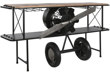 Consolă tip bar din metal și lemn, negru, "Airplane" - Img 3