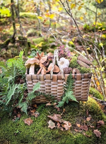 Coș de picnic din lemn gri, împletit manual, cu mânere, 27 × 37.5 × 27 cm, „Kerstin" - Img 8