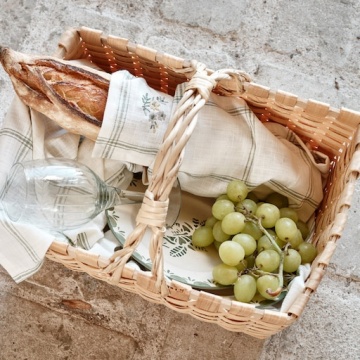 Coș de picnic din lemn natur, împletit manual, cu mânere, 27 × 37.5 × 27 cm, „Kerstin" - Img 2
