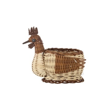 Coș decorativ din răchită împletită, în formă de găină, culoare maro, 21x12x18 cm, „Marsha