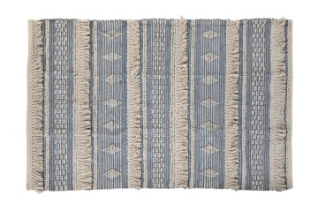 Covor din bumbac țesut manual, albastru și alb, 120 x 180 cm, 1600 gr, „Cotton Carpet Blue"