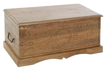 Cufar din lemn de acacia sculptat manual, 90X40X40 cm, "Epoque" - Img 2