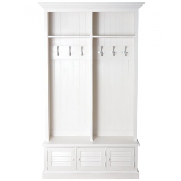 Cuier de perete alb, din lemn de pin, cu aspect clasic, Porte Manteau
