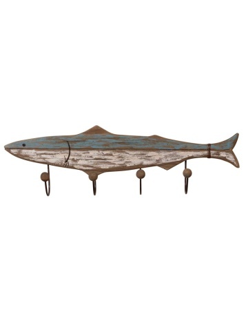 Cuier de perete din lemn de paulownia, cu 4 agatatori, „Shark”
