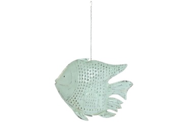 Decorațiune de perete tip pește, stil marin, culoare albastru deschis, din metal, „Blue Reef” - Img 2