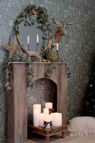 Decorațiune pentru perete din polirășină, finisaj alamă antichizată, „Deer” - Img 4
