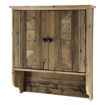 Dulap de perete, din lemn reciclat, cu 2 usi 3 agatatori, aspect rustic - Img 1
