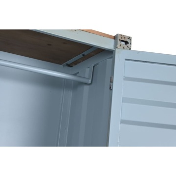 Dulap înalt industrial din metal, turcoaz, cu 2 uși din tablă ondulată, oglindă, 3 sertare, 4 rafturi și bară pentru haine, 174 x 112 x 46 cm, „Cargo” - Img 5