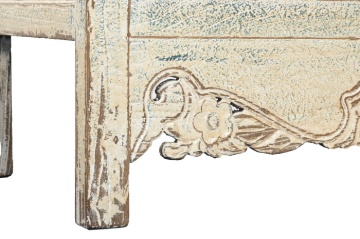 Dulap înalt vintage din lemn de pin, alb, cu 2 uși, 2 sertare, bară pentru haine și medalion din metal, finisaj antichizat, 180 x 88 x 52 cm, „Squr” - Img 9