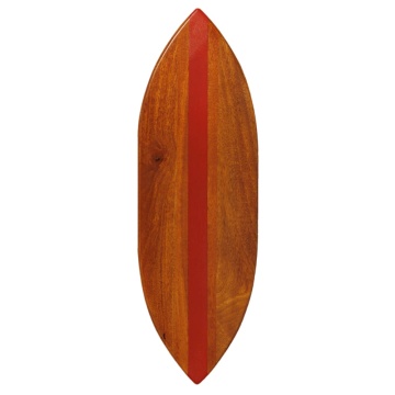 Dulăpior de perete din lemn de mango, natur cu dungă roșie, cu 1 ușă în formă de placă de surf și 3 rafturi, 78 x 25 x 15 cm, „Surf”