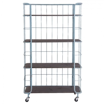 Etajera albastra, din metal, aspect vintage, Chariot