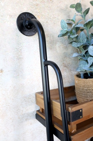Etajeră de perete din lemn și metal, cu 4 rafturi, H179,5 cm - Img 6