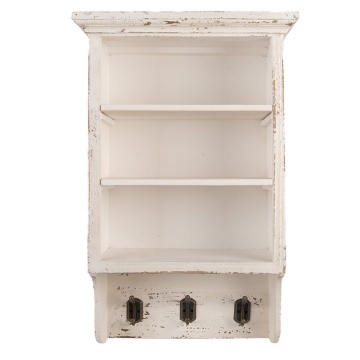 Etajeră de perete shabby chic din lemn alb cu 3 rafturi, 36x17x57cm, Sandra