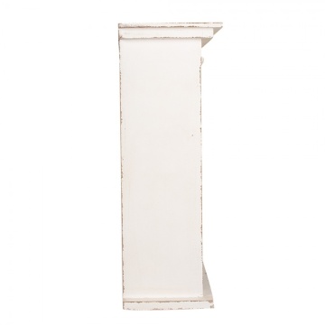 Etajeră de perete vintage din lemn, alb, cu 2 rafturi și arcadă cu decor în relief, 56 x 51 x 20 cm, „Barjac” - Img 3