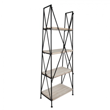Etajeră din lemn și metal, natur și negru, cu 4 rafturi și bare în X, 181 x 60 x 41 cm, „Clayette” - Img 3