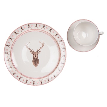 Farfurie alba, din portelan, design cerb, Ø 20 cm, Deer - Img 2