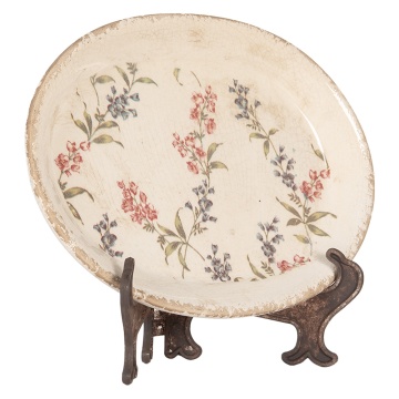 Farfurie charger, din ceramica, motive florale, 25x18x3 cm, Pink - Img 2
