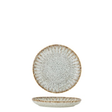Farfurie din ceramică artizanală verde perlat cu striații fine și accente rustice, 21×2,5 cm, „Fleur" - Img 2