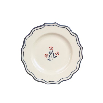 Farfurie mică din ceramică pictată manual, Ø 21,5 cm, albastru, „Esther Wildflower"