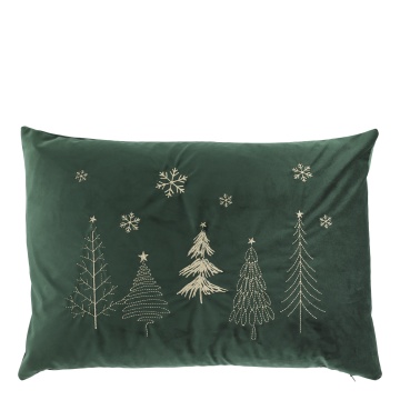 Față de pernă decorativă, din bumbac, cu broderie motiv iarnă, 35x50 cm, „Aix"