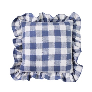 Față de pernă din bumbac organic 45x45 cm albastru, „Ida Check"
