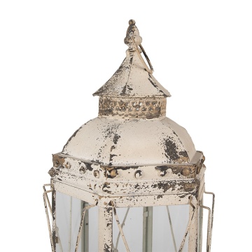 Felinar bej, din metal, aspect vintage H65 cm - Img 3