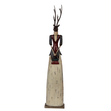 Figurină decorativă vintage cerb din metal, 17x10xH86 cm