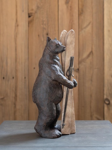 Figurină din rășină urs cu schiuri, H32,5 cm - Img 4