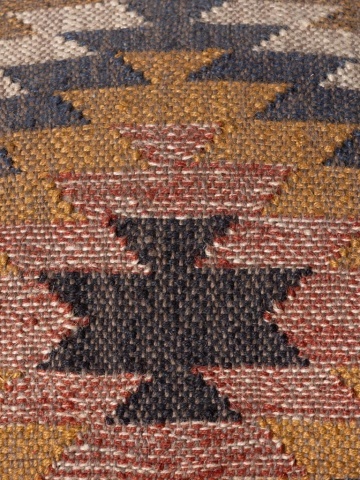 Fotoliu de relaxare în stil etnic, multicolor, din kilim de iută și lână, cu brațe curbate și cadru din lemn de mango, 68×75×83 cm, „Ayaco” - Img 5