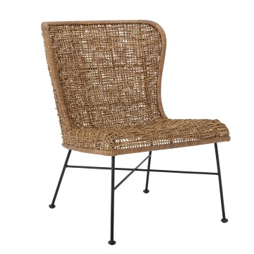 Fotoliu din rattan natural și metal, natur, cu cadru metalic negru, 69x59,5x81,5 cm, „Somme" - Img 2