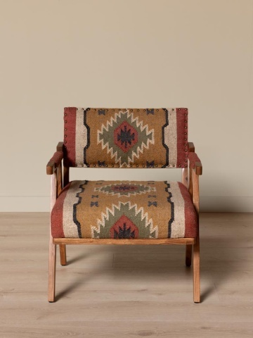 Fotoliu kilim din iută naturala si lana cu structura din lemn de mango, 76×65×65 cm, „Mandjaro" - Img 5