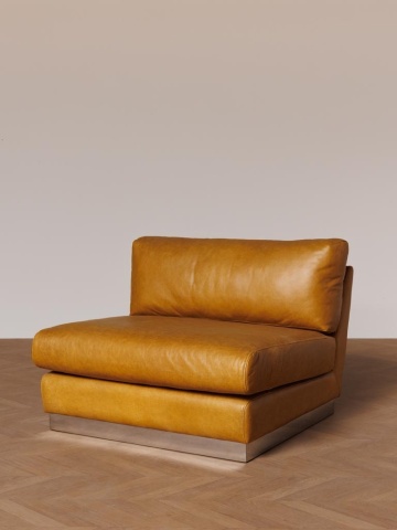 Fotoliu lounge din piele naturală cognac cu bază din oțel inoxidabil, „Minneapolis” - Img 3