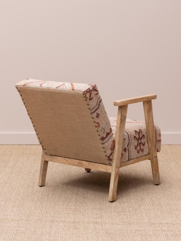 Fotoliu lounge kilim din lână și iută naturală cu structură din lemn de acacia, „Tierra” - Img 5
